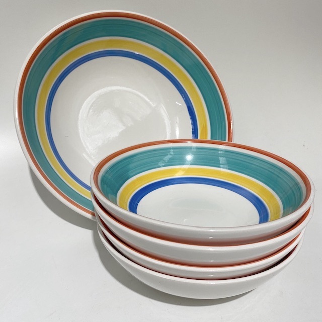 BOWL, Handpainted Stripe Pasta or Serving Bowl